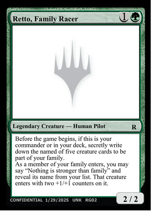 Retto, Family Racer